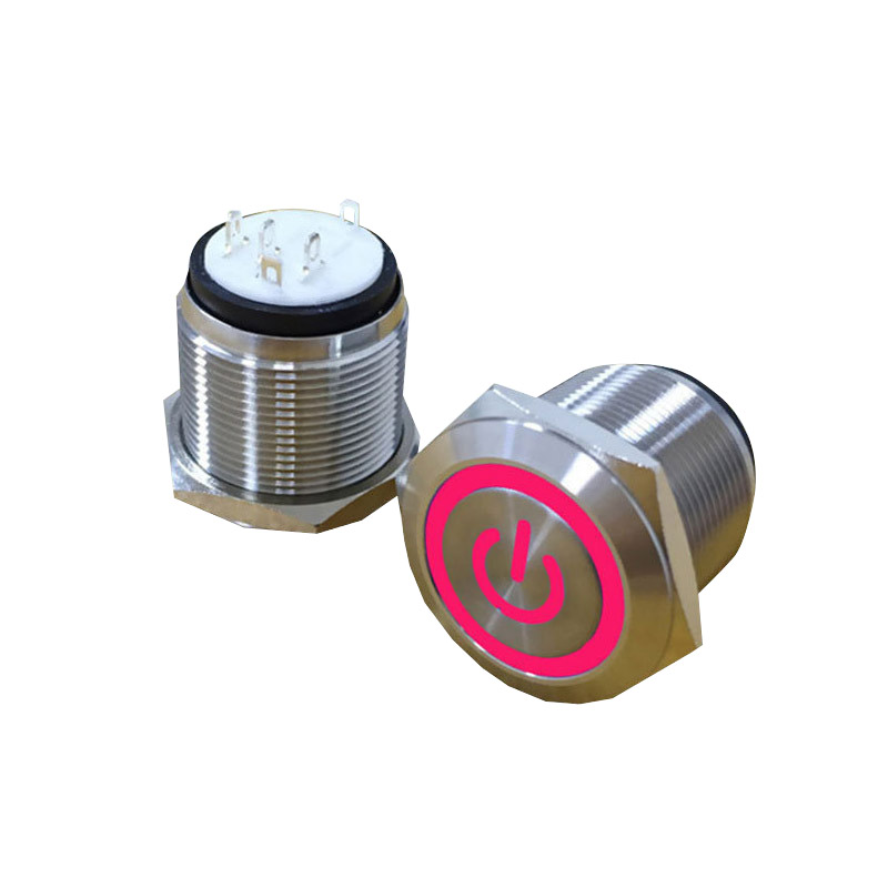 16mm金属按钮开关M16防水金属按钮16mm带灯自锁/复位金属按钮