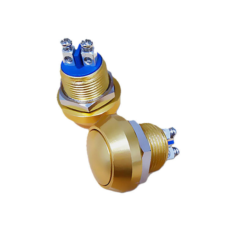 诚信厂家嘉腾现货供应12mm防水金色不锈钢大电流金属按钮