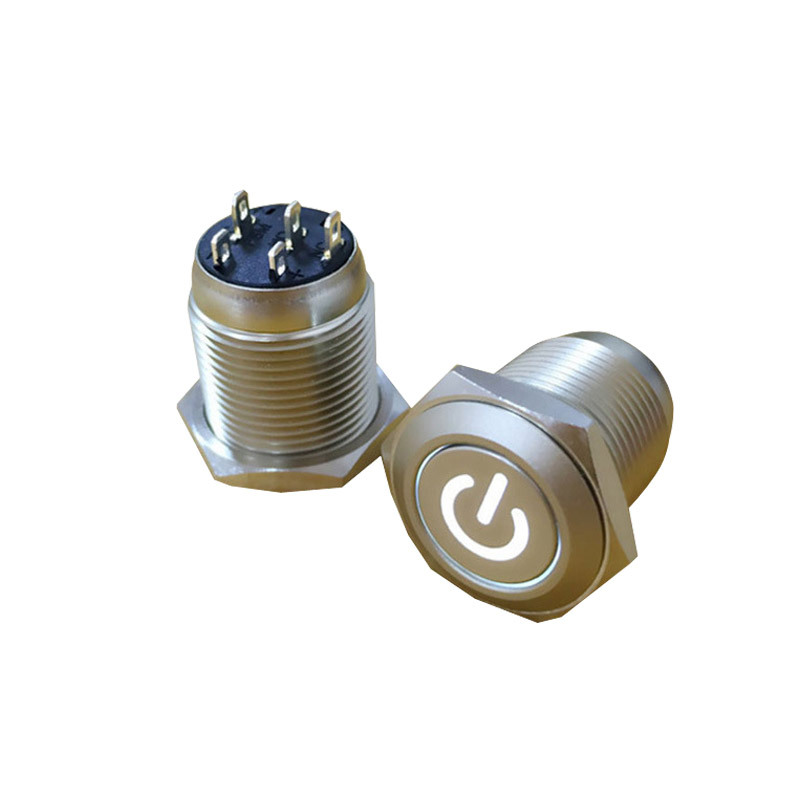 诚信厂家供应嘉腾防水带灯电源开关 黑色金属按钮开关